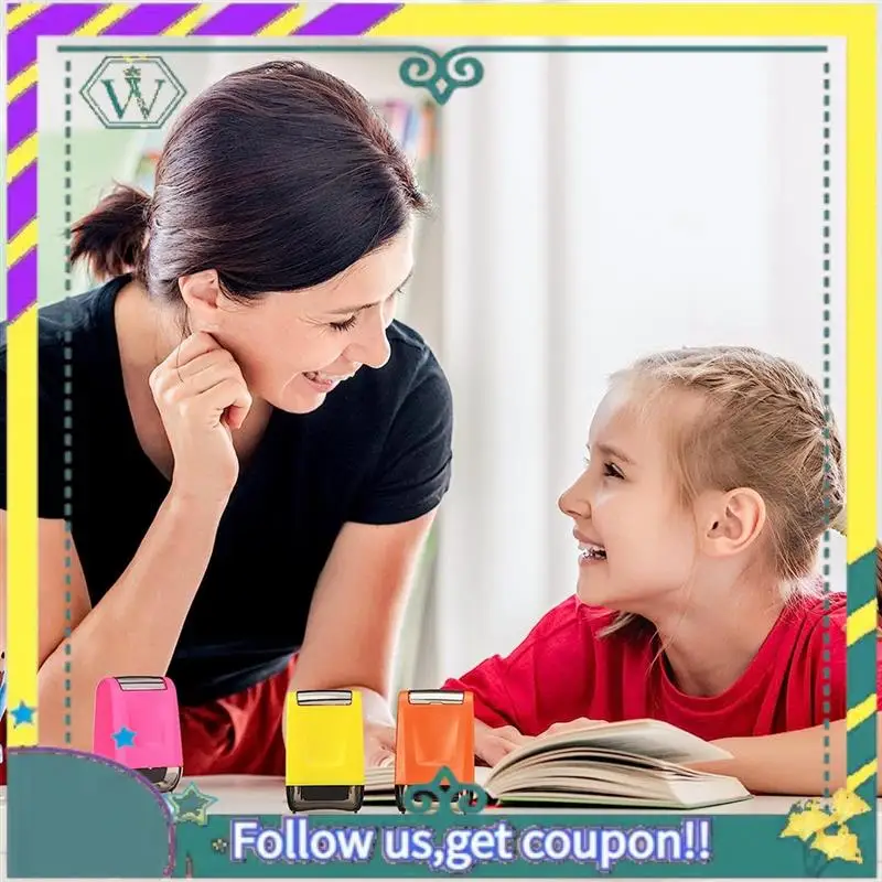 NEW 3 Pieces Dashed Handwriting Lines Practice Roller Stamp Self Inking Line Rolling Stamps