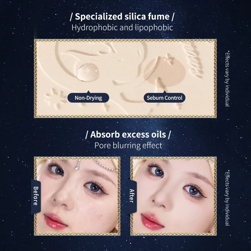 Maquillage Professionnelle Flower Knows Moonlight Mermaid Matte Soft Compact Powder Oil Control Waterproof Face Powder