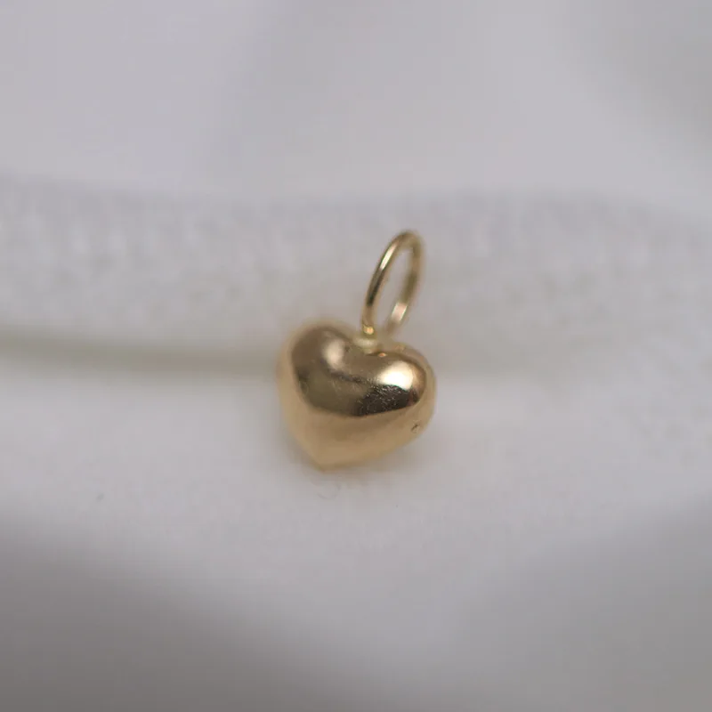 NYMPH DIY G18k Gold Big Hole Love Small Pendant DIY Design Element Drop Slip Three-dimensional Tail Heart Diy0004