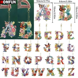HOMFUN A-Z letters Diamond Painting keychain, Special shaped Embroidery Decor, Keyring Pendant, Bag Ornament Name Gender Gift
