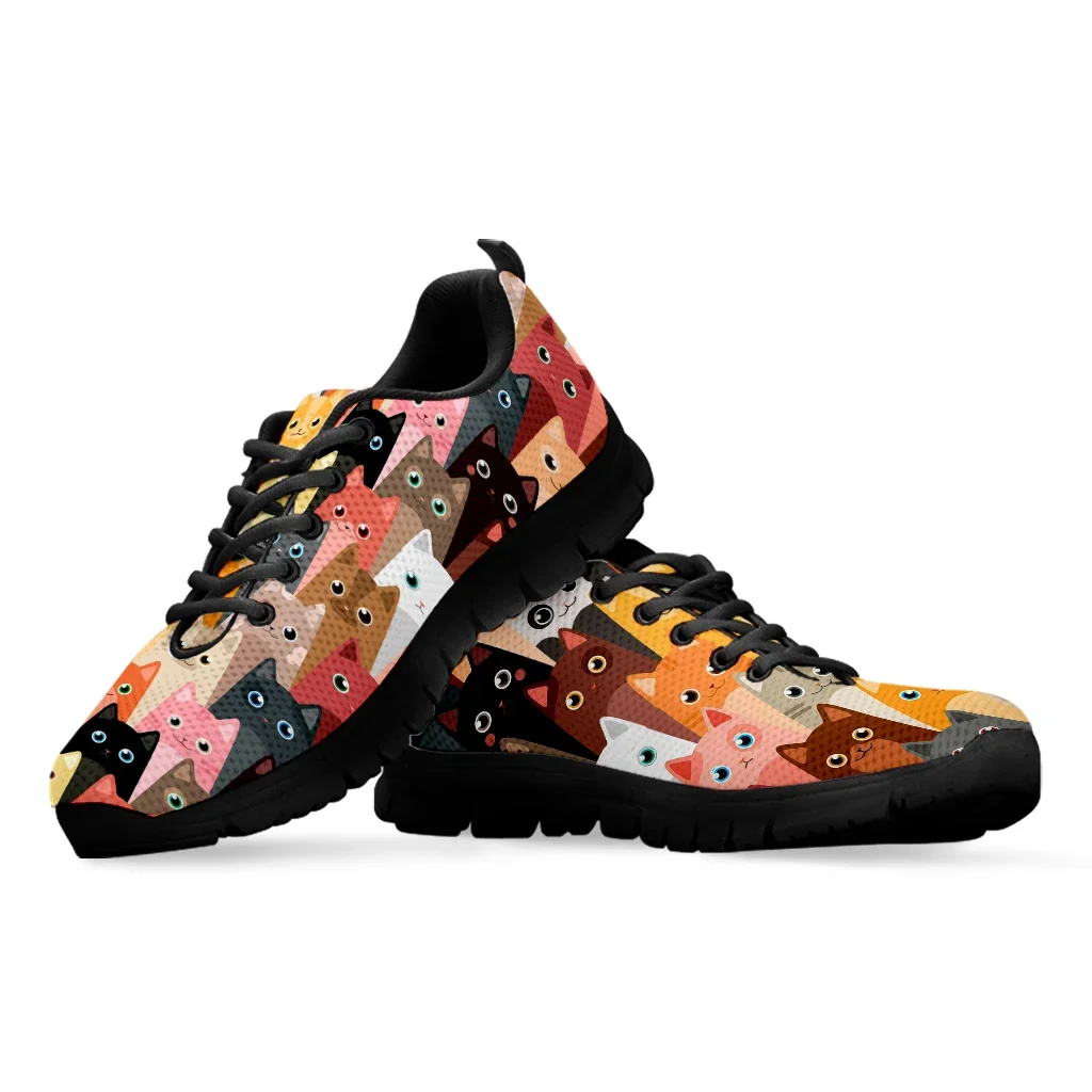 Cute Cartoon Funny Cat Pattern Women Flat Shoes Comfortable Soft Ladies Sneaker Femme Footwear Walk Shoes Zapatos