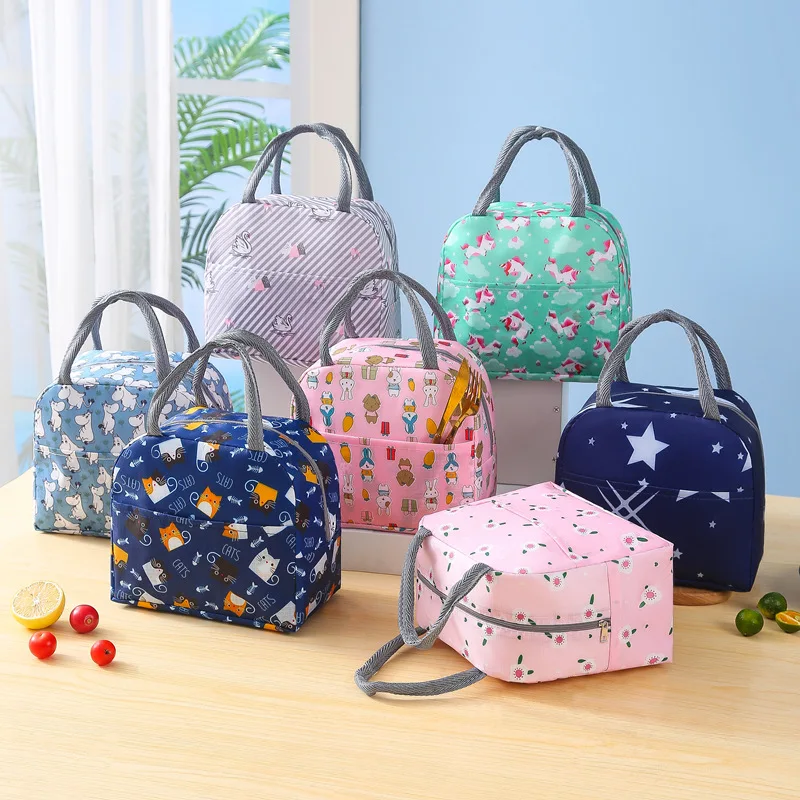 Portable Cartoon Tote Thermal Lunch Box Bag Aluminum Foil Office Student Bento Storage Insulation Bags Cooler Lunch Bag For Kids