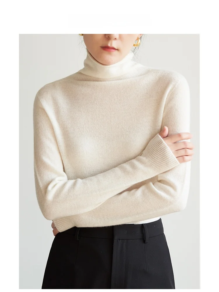 

VDH Studio Women's High Ne Knitwear Sl Inteated Cloud Feeling Full Wool Spring Base Layer Sweater OL Sle Slim Fit