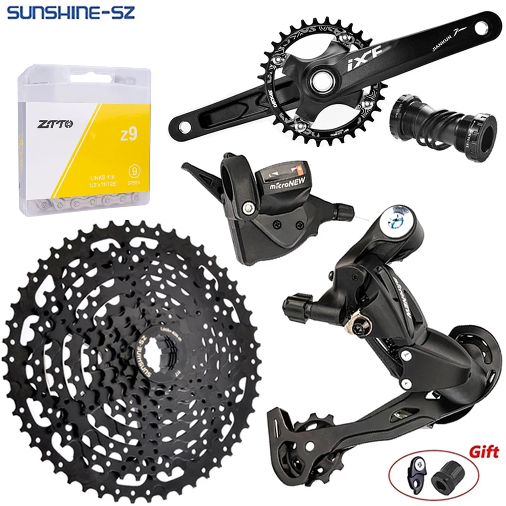 

Mountain Bike 9 Speed Groupset 1X9S Shifter Rear Derailleur 9V Cassette K7 MTB Sprocket M370 M430 M590 DEORE Single Crank System