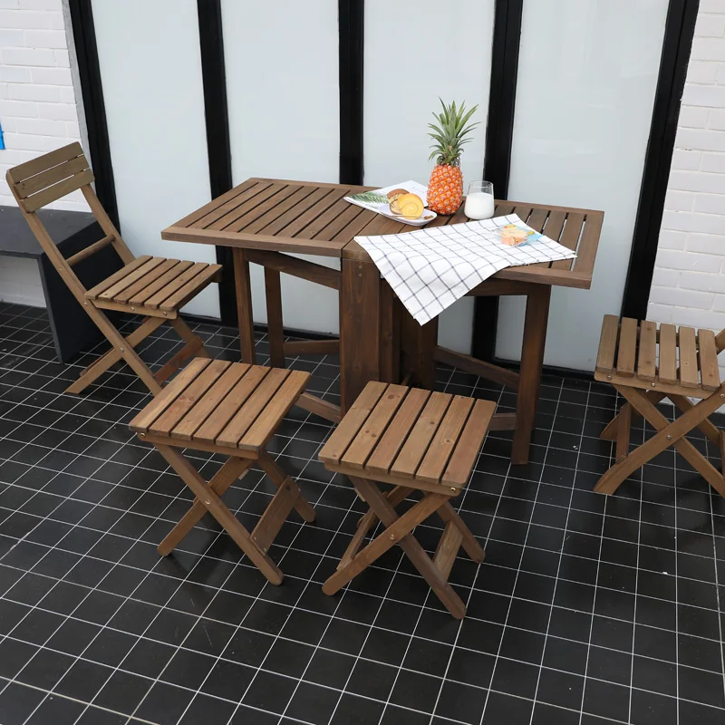 

Simple solid wood installation free, extended folding table, outdoor anti-corrosion table and chair