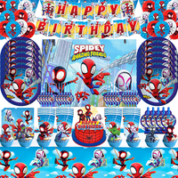 Spidey And His Amazing Friends Birthday Party Decorations Include Paper Cup Plate Balloon Tablecloth for Kids Boys Baby Shower