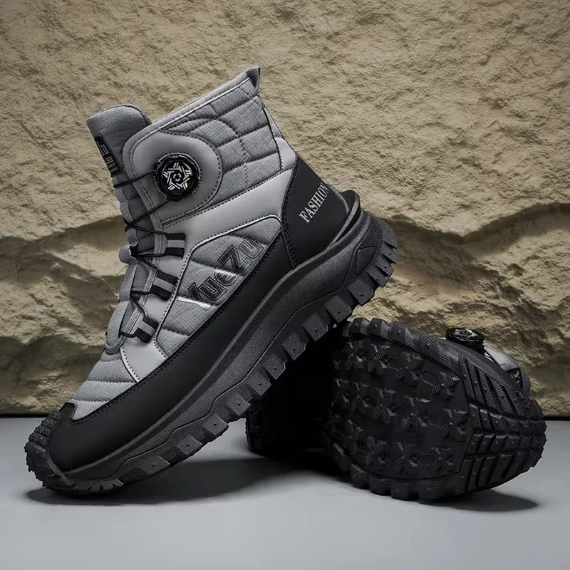 Functional Knob-Adjustable Motorcycle Riding High-Top Boots, Black Anti-Collision Toe Cap, Non-Slip Thick-Soled Motorcycle Shoes, Waterproof and Wear-Resistant Outdoor Off-Road Work Boots, Rider Commuter Anti-Fall Moto view 6
