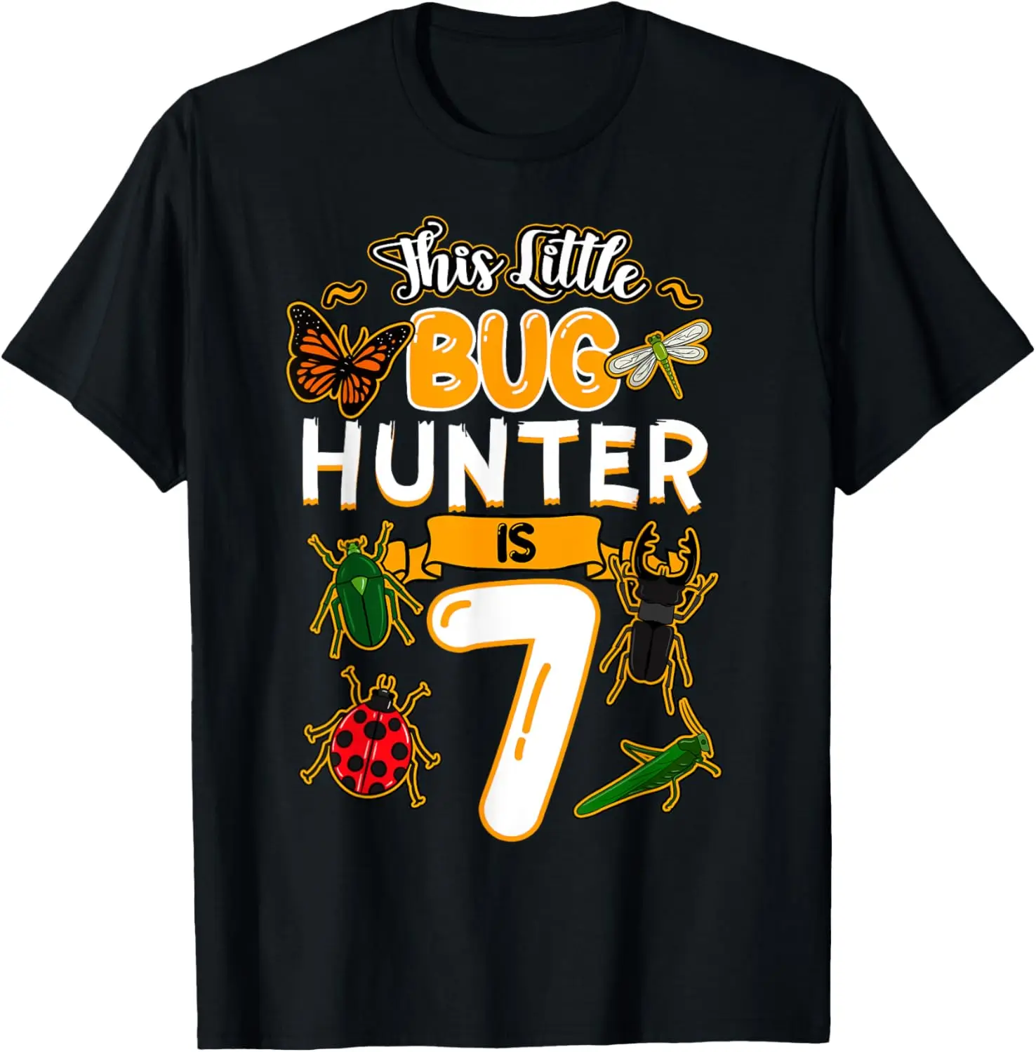 

This Little Bug Hunter Is 7 Birthday Insect Bday Party T-Shirt