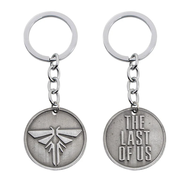 The Last Of Us 2 Keychain Firefly Logo Letter Dogtag Joel Ellie Vintage Retro Antique Pewter Keyring Hot Game Jewelry Wholesale