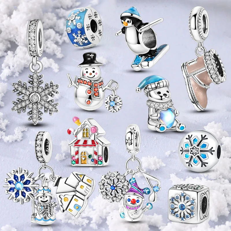 New 925 Sterling Silver Charms Beads Snowman Christmas Halloween Charm Pendent Fit Original Charm Bracelet Women Jewelry Gift