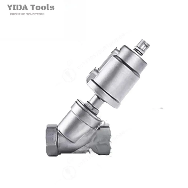 YIDA Double Acting Stainless Steel Y-Type Angle Seat Valve, NPT Internal Thread Pneumatic Valve For High Temp Air Water Steam