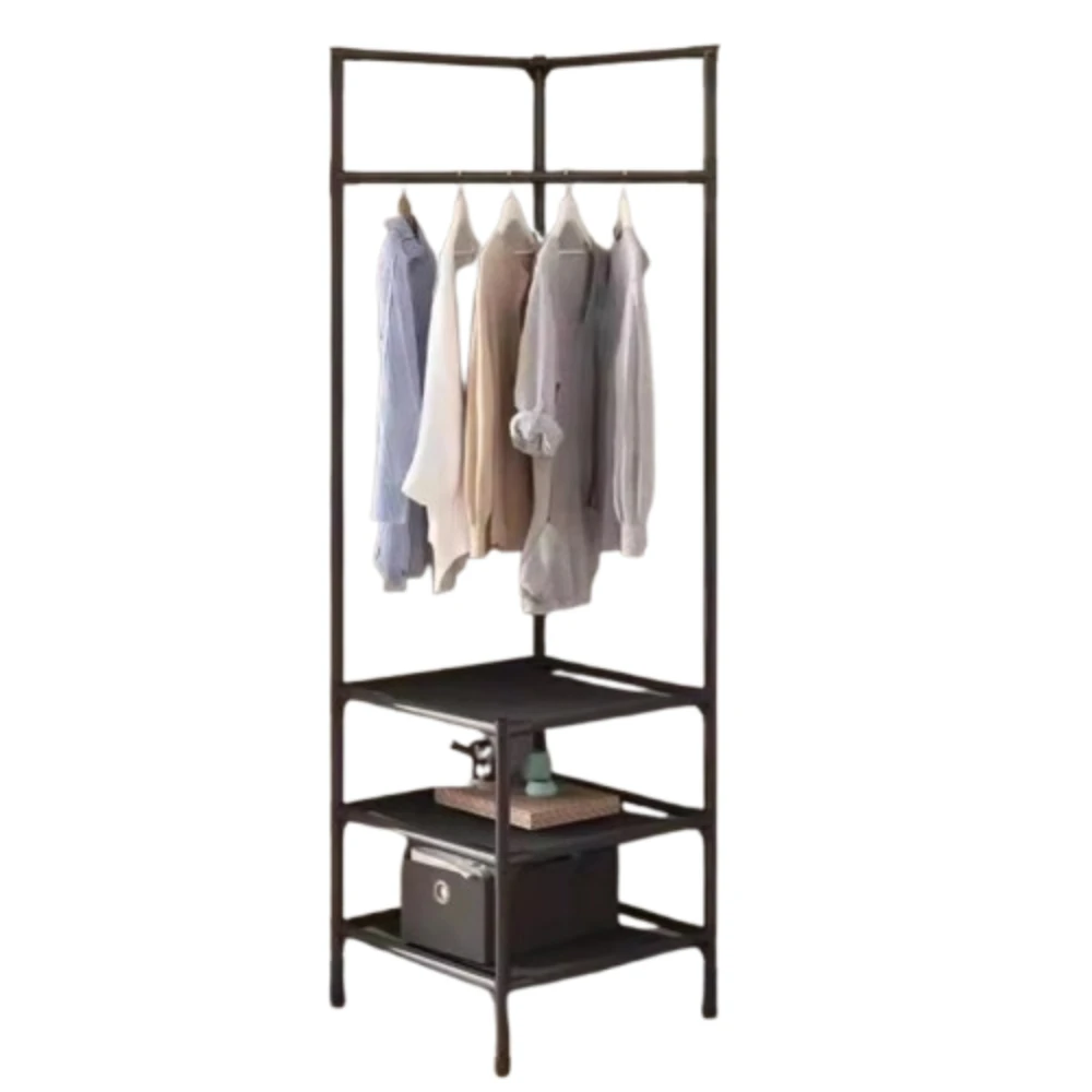 wi-Industrial Corner Clothes Rack With Black Wheels Unique Design Space Saving Hanger Perfect For Home Decor Stylish Clothing-