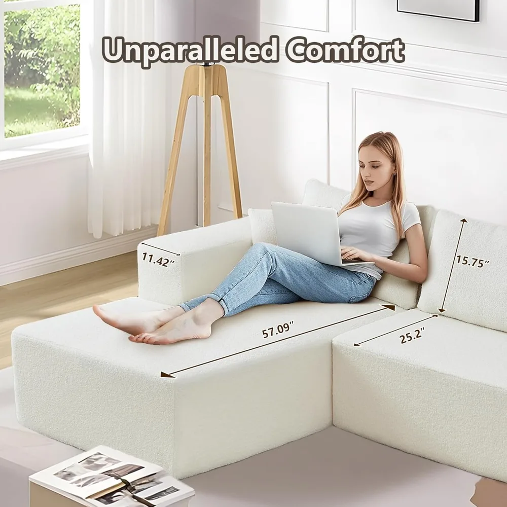 أريكة حديثة مقطعية على شكل حرف L مع صالة تشيس، أريكة زاوية مريحة من قماش امبسوول، منجدة للاسترخاء