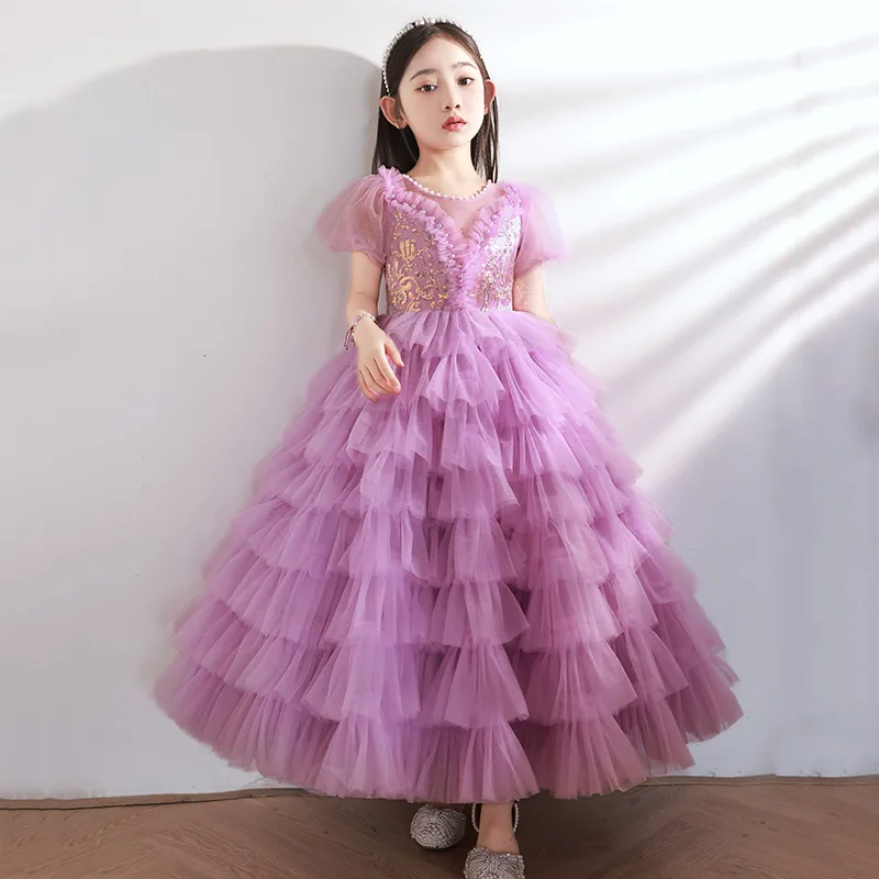 ガールズホストハイエンドプリンセスドレス小さな女の子の誕生日パーティーパフォーマンスドレス子供ピアノパフォーマンスイブニングドレスサム