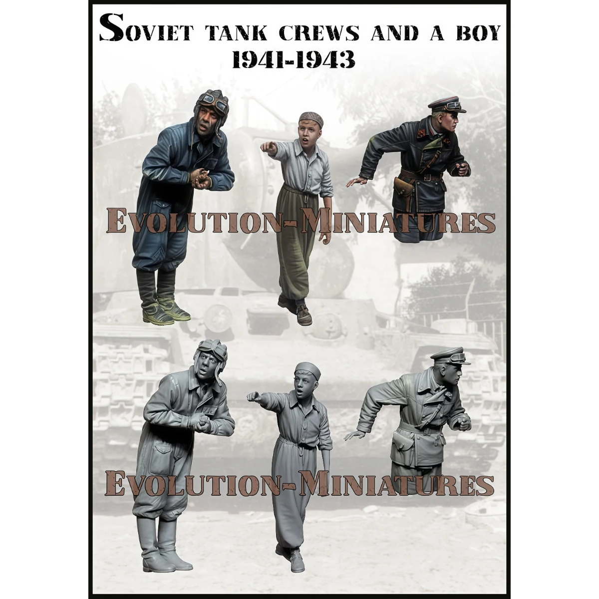 

1/35 Resin Unpainted Model Kit, Military Theme, Russian Tank Crewman and a Boy, Unassembled and Unpainted GK