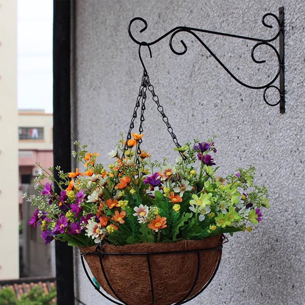 2pcs Wall-Mounted Hook Flower Pot Holder Hanger Vintage Iron Art Flower Stand Garden Decoration Wall Hanging Basket Bracket