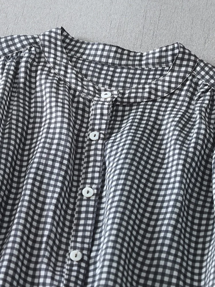 Casual Cotton Linen Vest Dr Women Summer Slimming Loose Age-defng Svel irt Dr Thin Floral Stand Collar Mid-le...