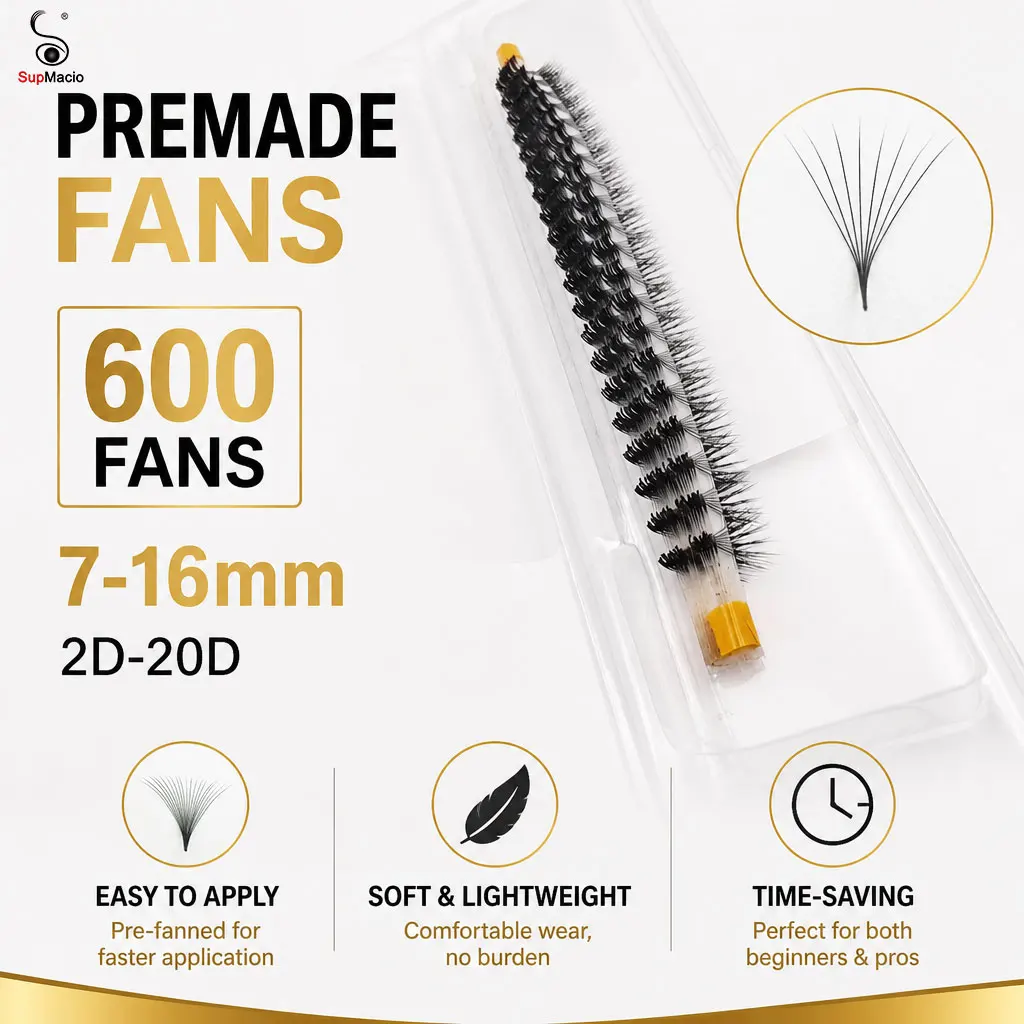 Ultra Speed Promade Lashes 600 Fans Ultra-Speed Rapid Premade Volume Fans C/D Curl Sharp Narrow Stem