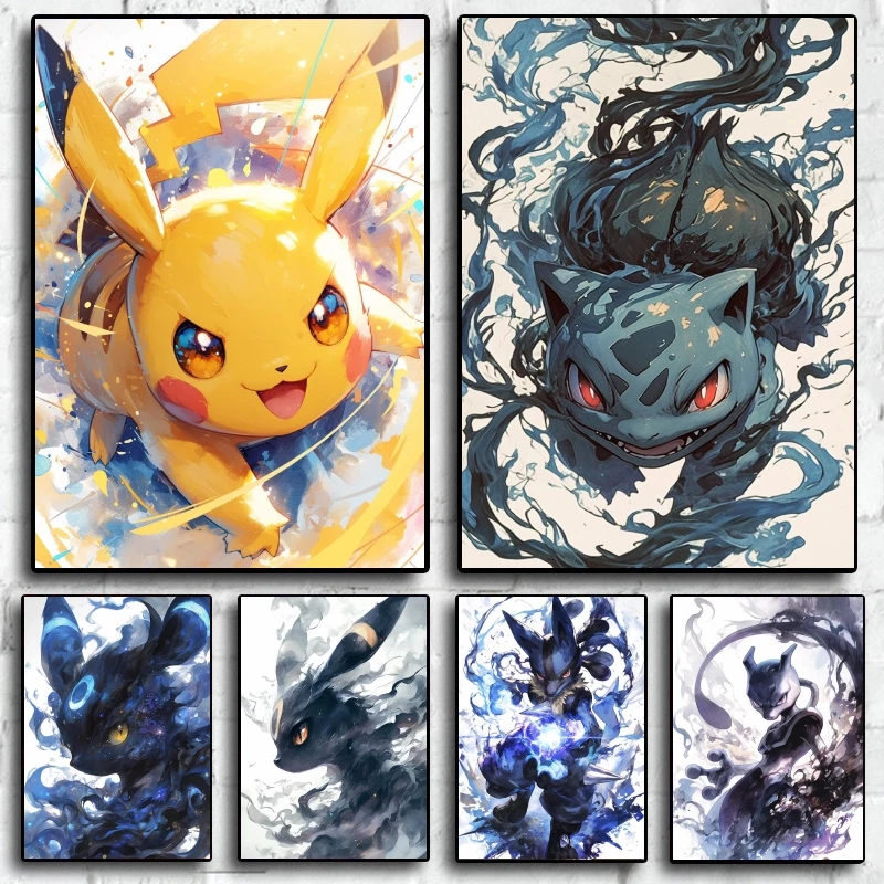 Japanische Anime Pokemon Pikachu Bulbasaur Charakter Leinwand Malerei HD Poster Bild Wand Kunst Home Dekoration Kinder Geschenke Klassisch