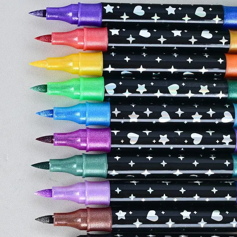 Dual Tip Glitter Art Markers 24-96 Colors Metallic Paint Pens for Illustrator Comic Drawing Professional Art Creation view 5