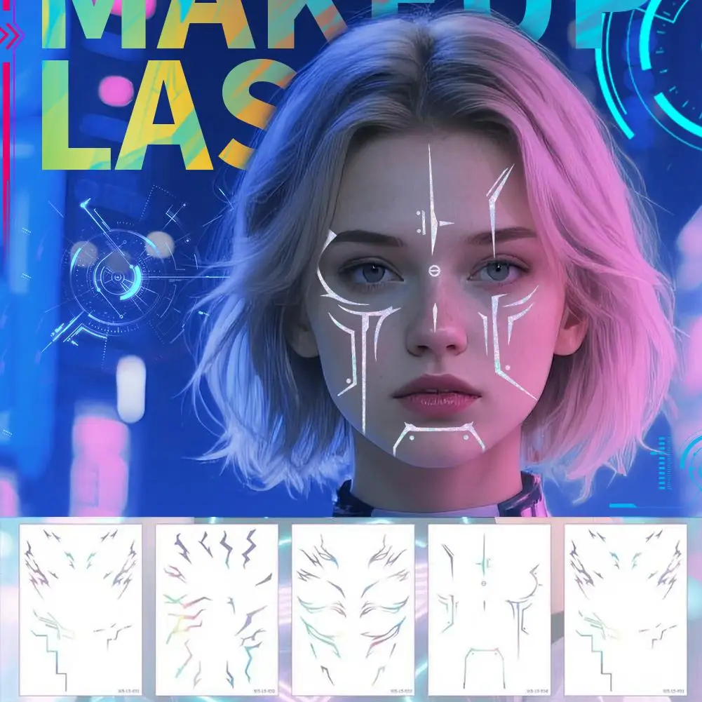 

Фиолетовая наклейка для макияжа для лица, водонепроницаемая и устойчивая к поту, аниме, косплей, сценический макияж, временная татуировка, наклейка для лица, боди-арта