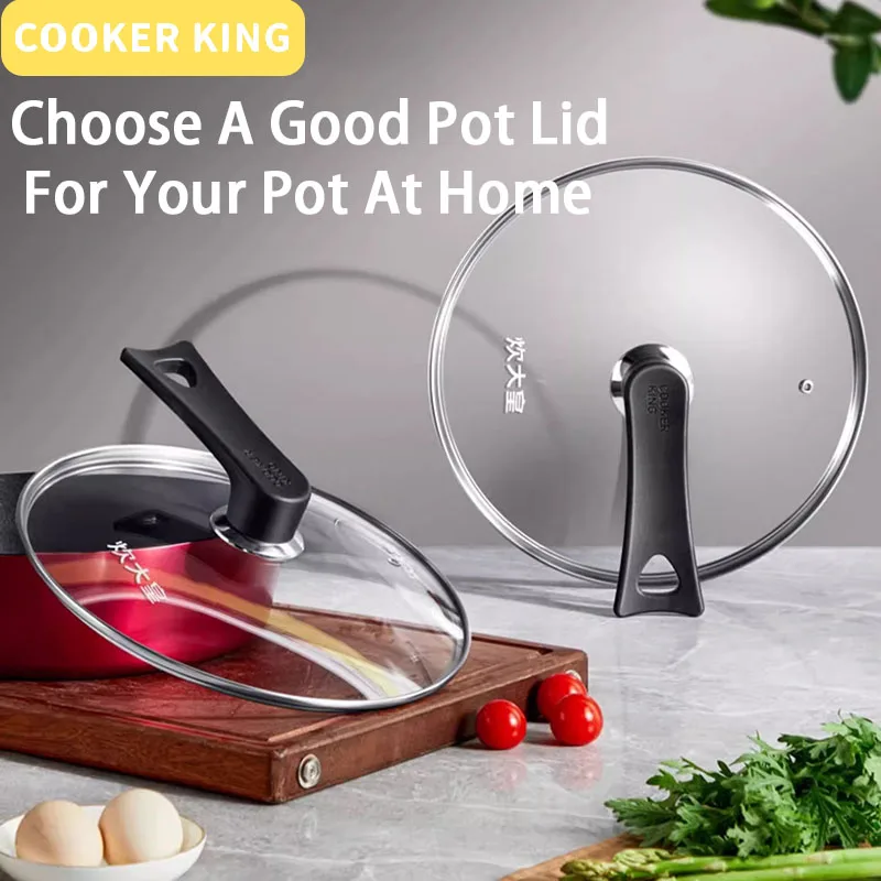 

Cooker King Pot Cover 24/26/30/32/34cm Household Frying Pan Tempered Glass Cover Kitchen Wok Pan Universal Splash-Proof