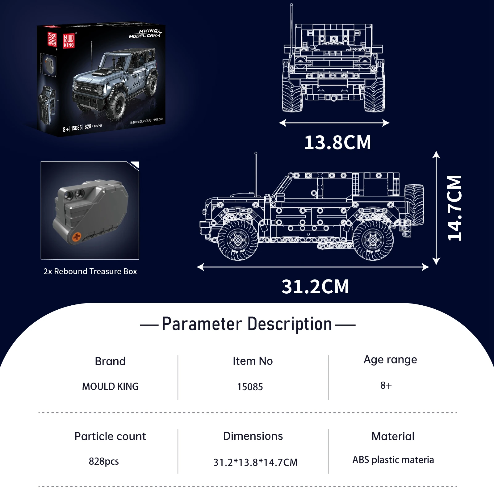 Zestaw klocków MOULD KING SUV Jeep, terenowy samochód ciężarowy, model MOC, klasyczna układanka z klocków dla dzieci i dorosłych, prezent techniczny