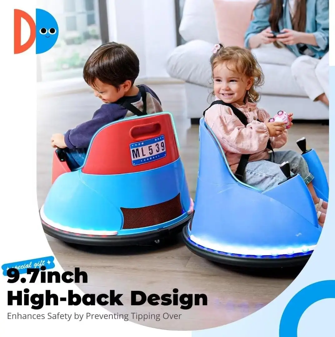 Bumper Car for Kids Toddler 1.5-6 Years with Remote Control Bluetooth Music 3 Speeds License Plate Electric Ride on Toys Pass Te