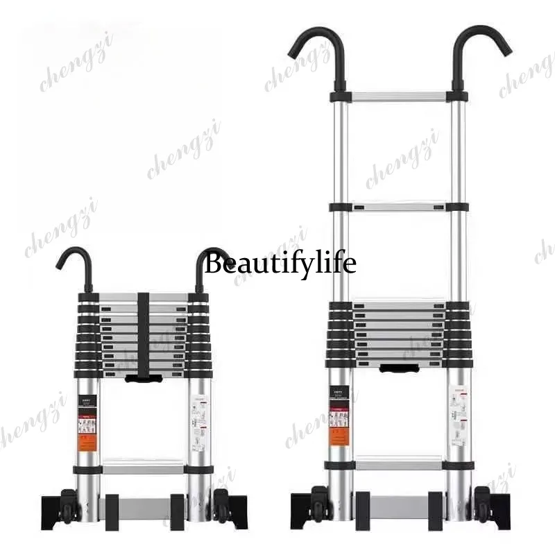 

A81 Heavy Duty Aluminum Alloy Telescopic Ladder with Hook Single Sided Design for Engineering and Household Loft Use