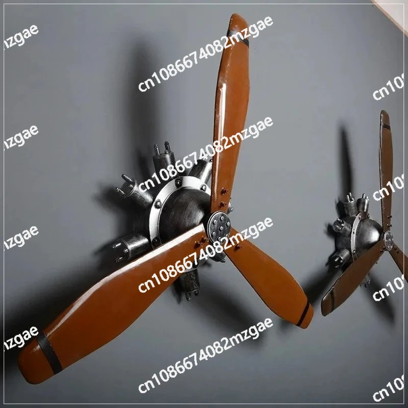 Retro loft industrial wind wrought iron airplane propeller clock wall decoration pendant wall decoration