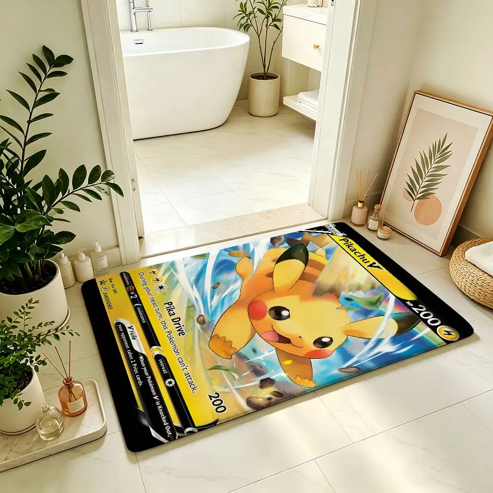 Kawaii-S-pOKemons-card Carpet Bathroom Anti-slip Mat Door Mat Home Decoration Mat Entrance Door Mat Scratch-resistant Door Mat