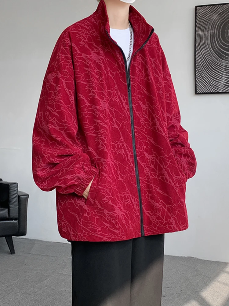 

New Chinese Sle Le Pattern Quilted Jaet Men's Autumn Winter Large Size Stand Collar Velvet Coat Trendy Design Outerwear