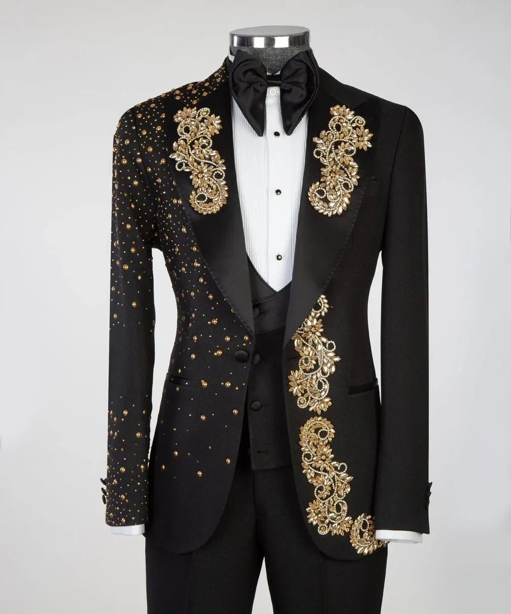 Mens Suit 2 Piece Suits For Men One Button Slim Fit Solid Jacket & Pants Tuxedo Set Business Wedding Party