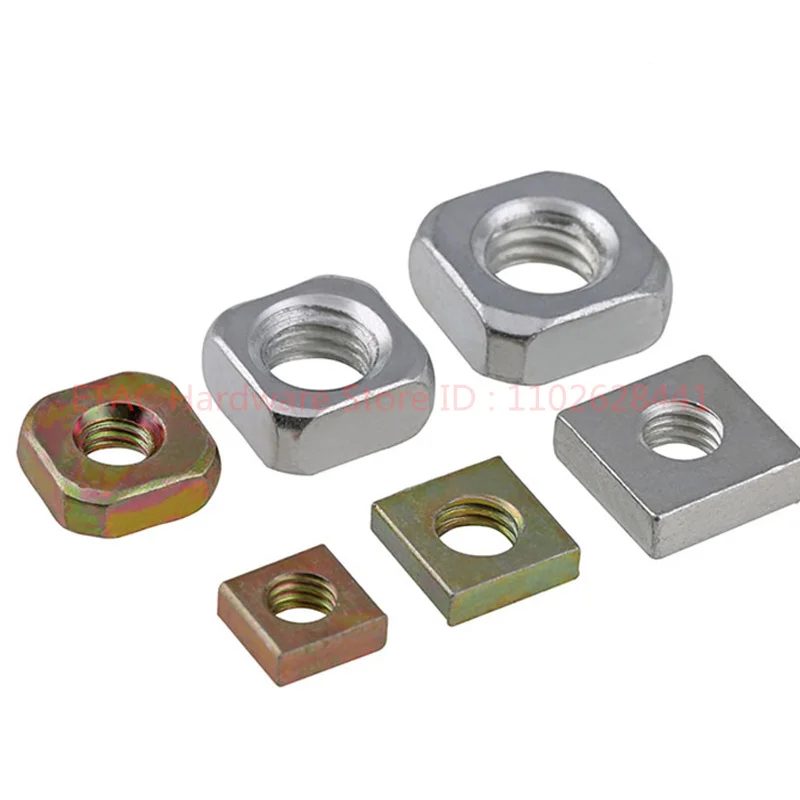 Din557 Din562 Square Nut M3 M4 M5 M6 Carbon Steel Galvanized Zinc Plated Thin Quadrangle Block Compatible with Prusa MK3