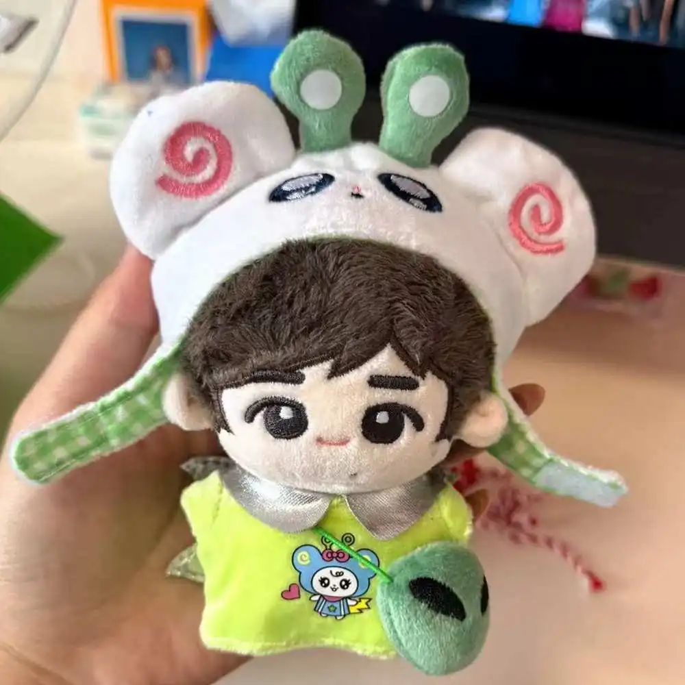 

For 10cm Cotton Doll Clothing Set Cute Mouse Ear Hat Shirt Alien Crossbody bag Clothes Outfit Mini Doll Accessories Toy