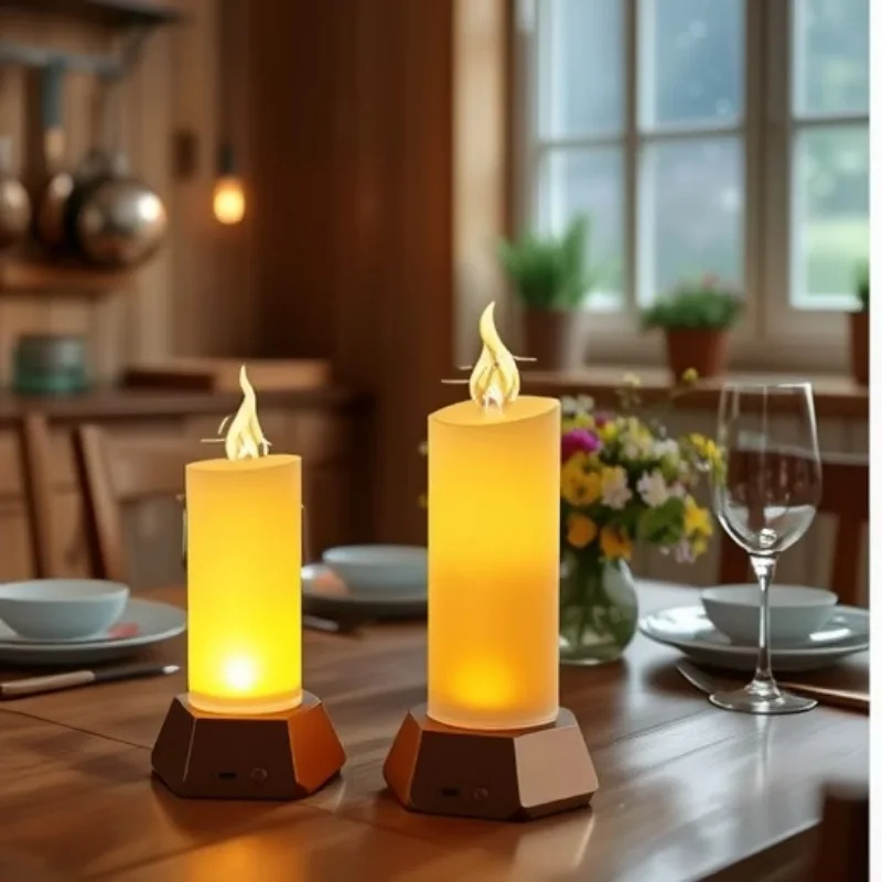 

Solar Powered Outdoor Candle Light Garden Decor Camping Night Lamp with USB Charging