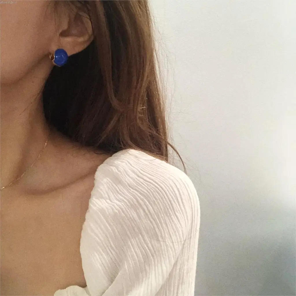 Brass Enamel Ball Wrap Stud Earrings Punk Party Gown Boho T Show Party Brincos Runway rare Boucle d\'oreille Korean Japan Style