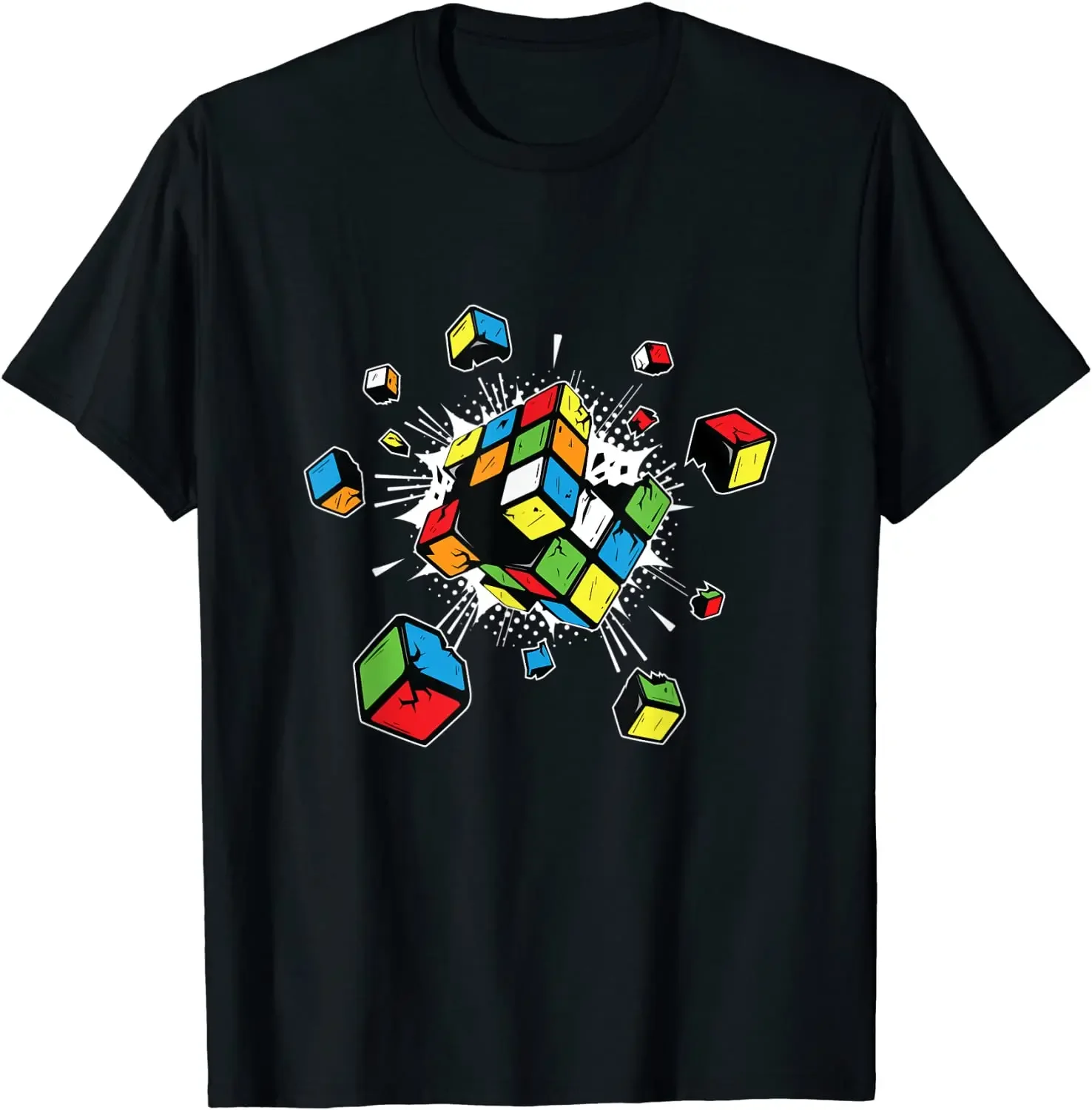 

Exploding rubix rubiks rubics cube present gift for kids T-Shirt Fitness Tight Tshirts Classic Tops & Tees Cotton Men Casual