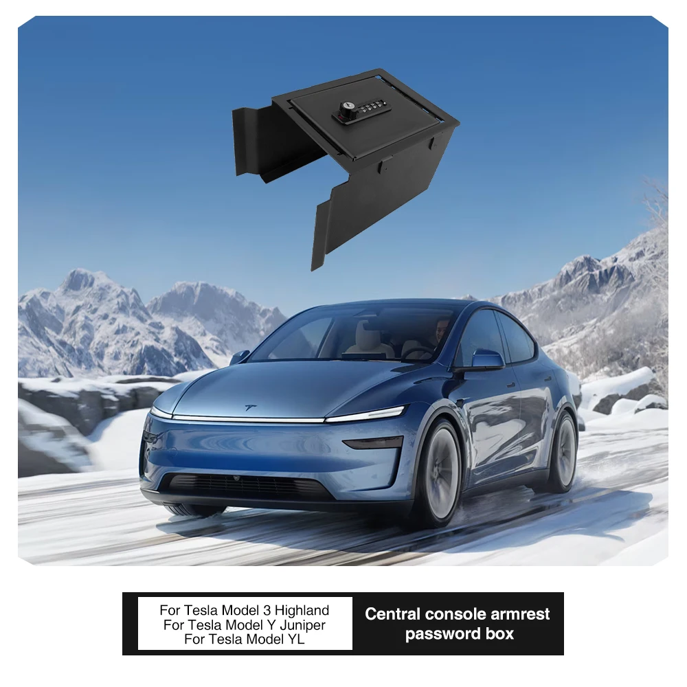 Cassetta di sicurezza per console centrale per Tesla Model Y Juniper Model 3 Highland Model YL 2025 Organizzatore centrale di sicurezza antifurto
