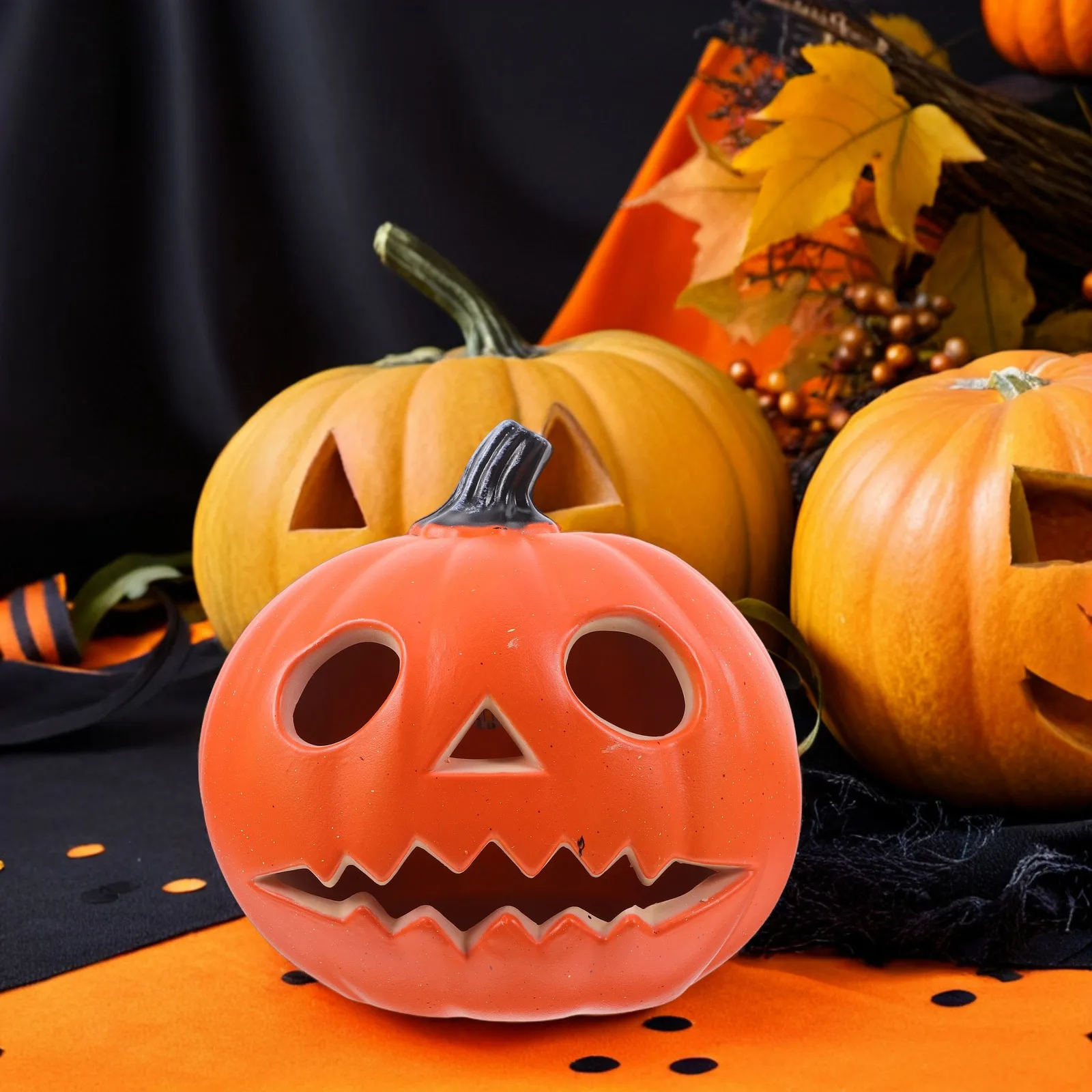 

Hollow Out Pumpkin Lantern Halloween Decorations Outdoor LED Light Bright Spooky Centerpiece for Home Bars Malls Party