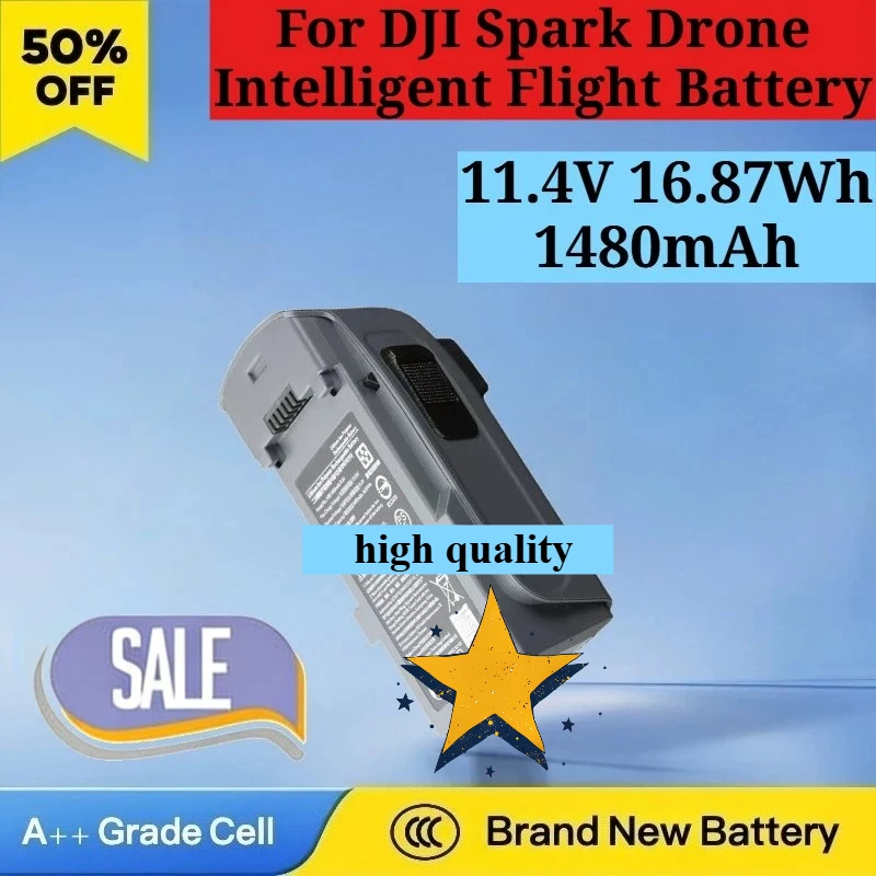 

New 11.4V 16.87Wh 1480mAh Battery for DJI Spark Drone Intelligent Flight Battery Charger Propeller Hub UAV Rechargeable Battery