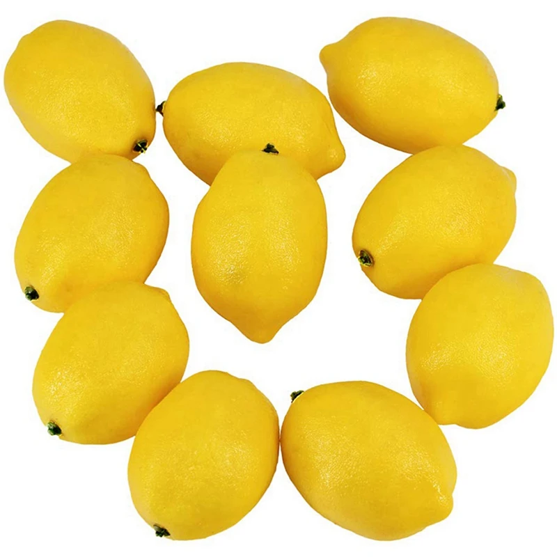 

60 Pcs Artificial Lemons Fake Lemons Faux Lemons Fruits In Yellow 3 Inch Long X 2 Inch Wide