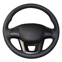 Car Products DIY Black Wearable Faux Leather Car Accessories Steering Wheel Cover For Kia K2 Rio 2011 2012 2013 2014 2015 2016