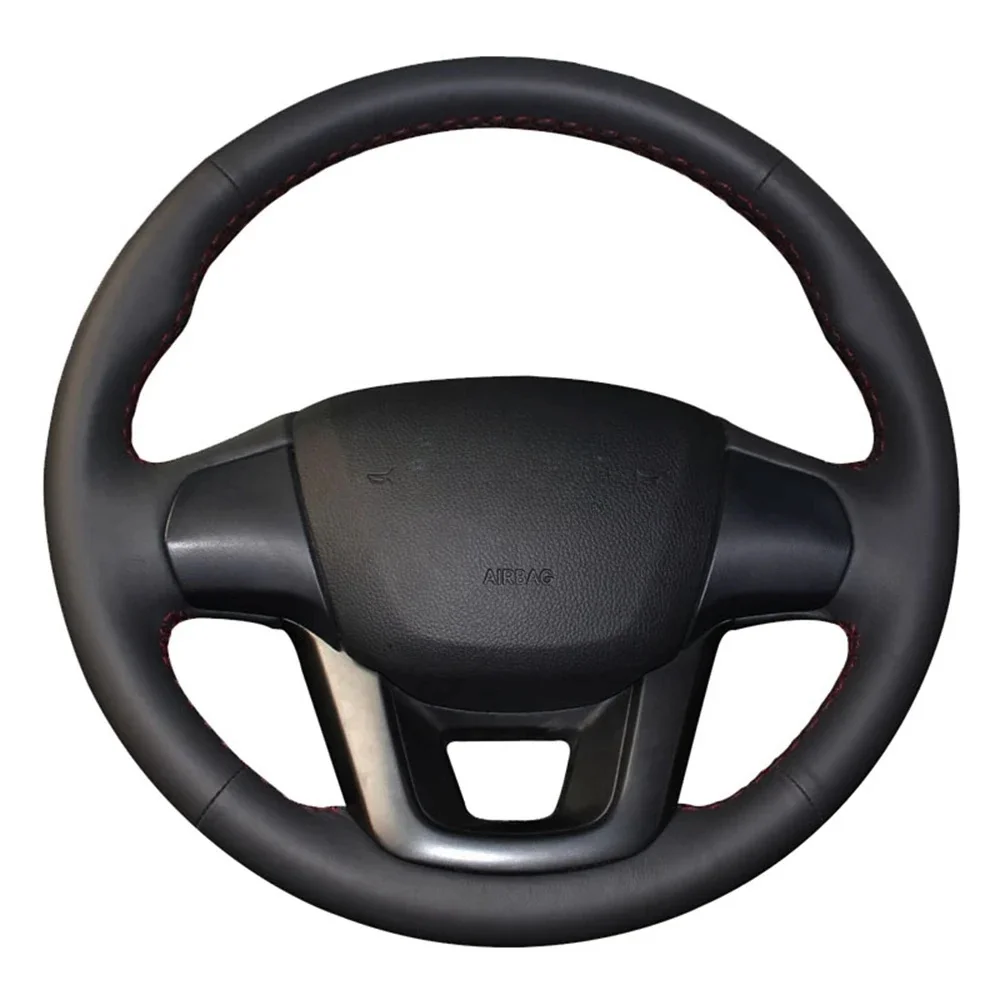 Car Products DIY Black Wearable Faux Leather Car Accessories Steering Wheel Cover For Kia K2 Rio 2011 2012 2013 2014 2015 2016