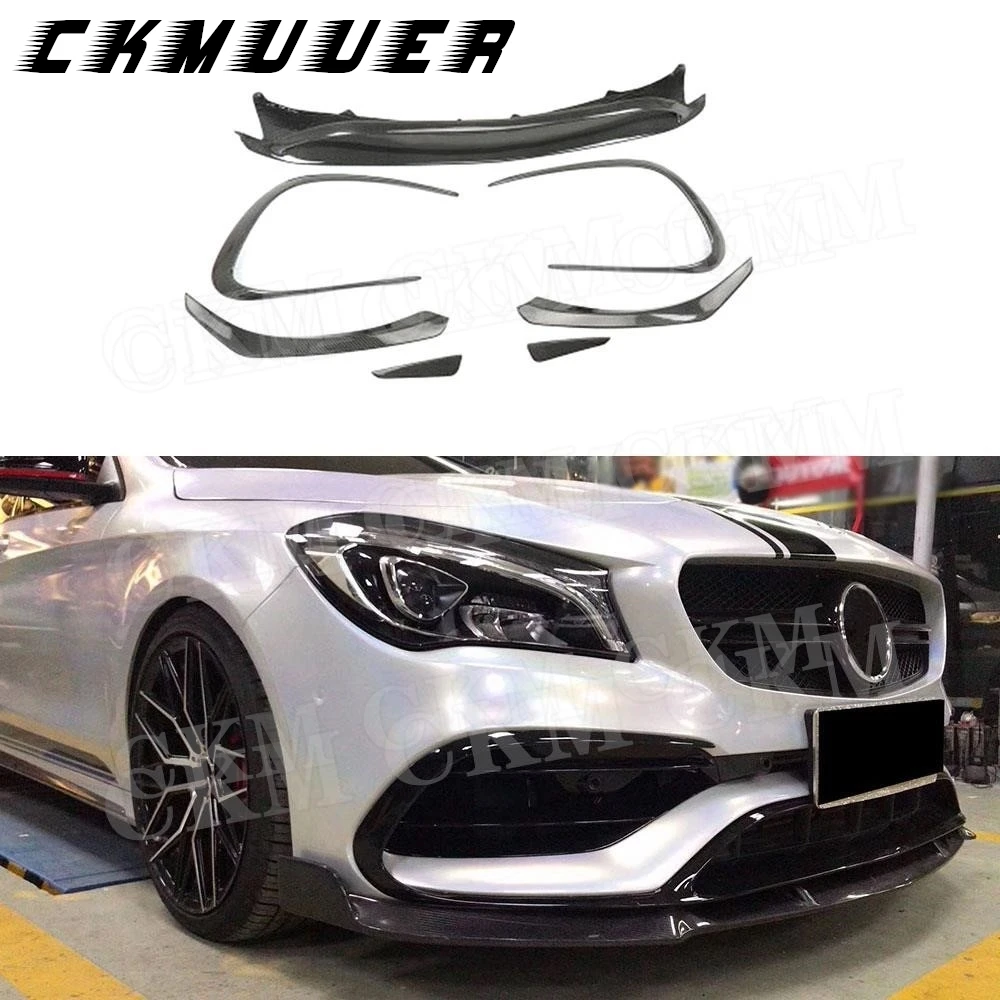 

CKMUUER Carbon Fiber for Mercedes Benz CLA Class W117 CLA45 AMG 2016 2017 2018 Front Bumper Lip Spoiler Flaps Canard