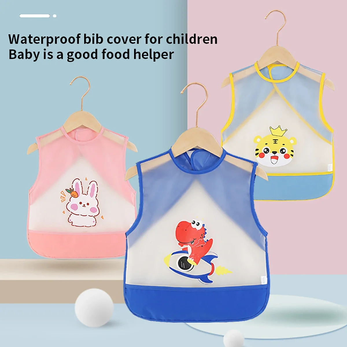 Summer Children's Overalls Baby Food Bib Waterproof Apron Sleeveless Baby Protective Clothing for Men and Women