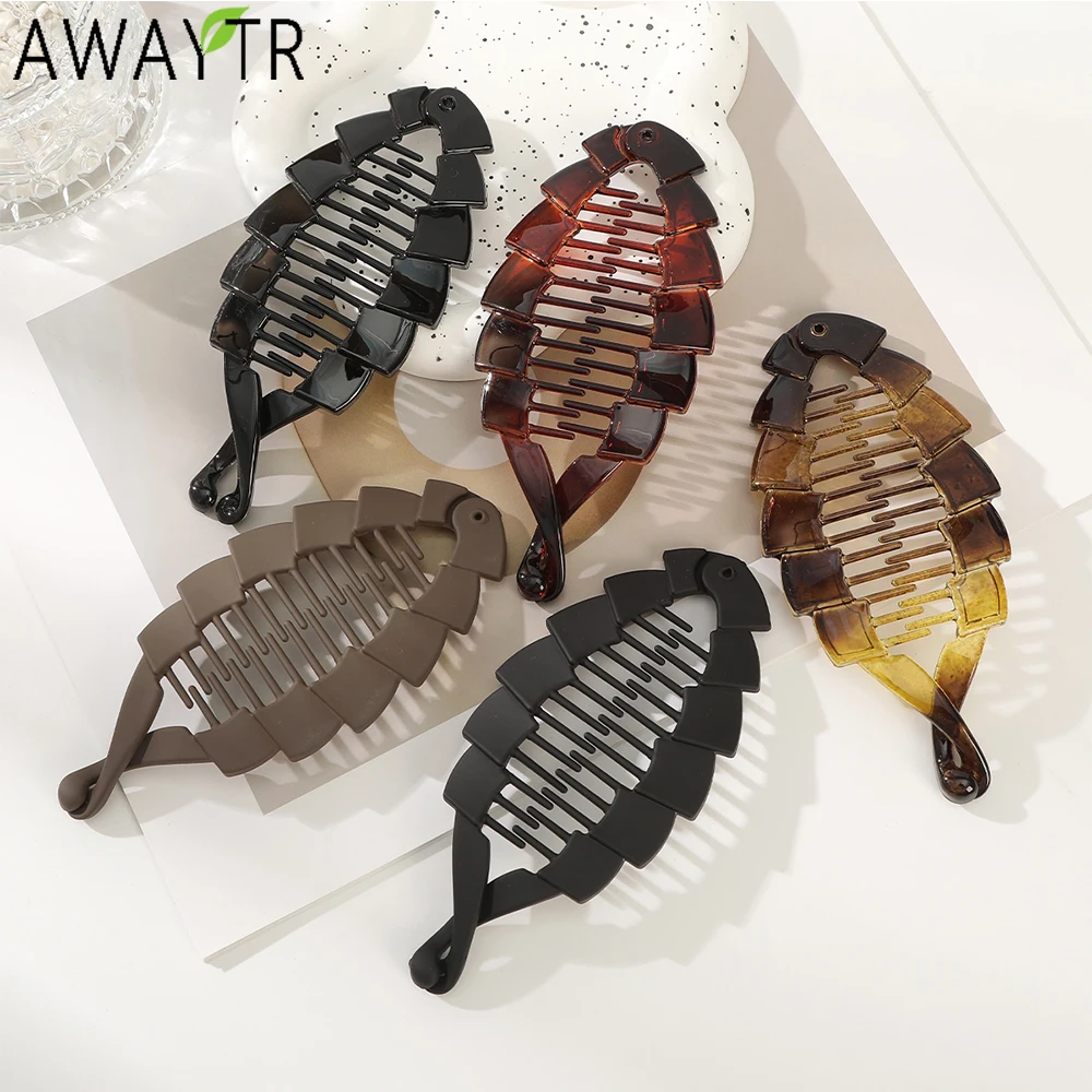 AWAYTR Sawtooth Fish Hair Clips Comb Clamp Banana Hairpin Handmade Girl Hair Accessories Festival Gift Valentine Headwear