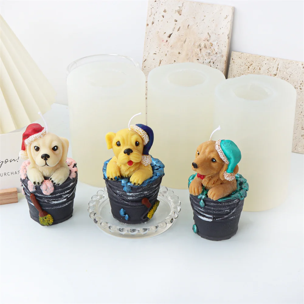 3D Cute Maine Cat Teddy Puppies Candle Mold Silicone Shih Tzu Dog Gypsum Resin Mould Plump Fox Ball Plaster Making Decor Gifts