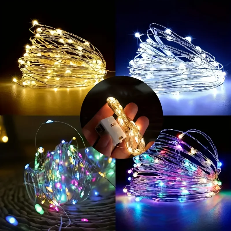 

5 шт./10 шт. многоцветные светодиодные сказочные гирлянды 200 см на батарейках мерцающие огни для дома и улицы Рождество Хэллоуин Декор Дивали