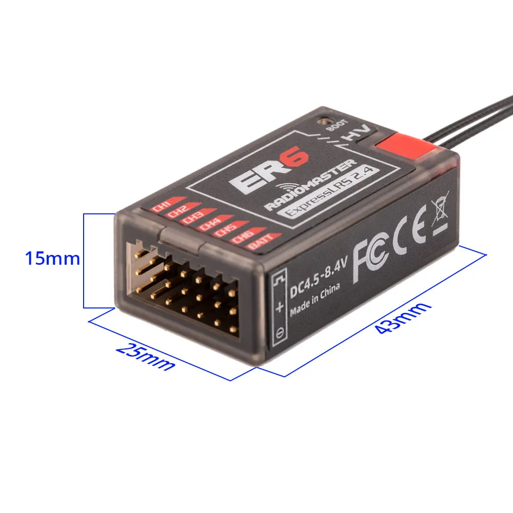 라디오마스터 PWM 미니 리시버 RC 항공기 보트 카용, ER4 ER6 ER6G ER6GV ER8 ER8G ER8GV 4-8CH CRSF ExpressLRS 2.4GHz 100MW